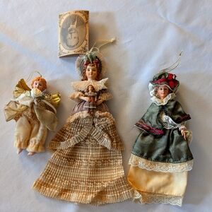 3 Louis Nicole Victorian Doll Ornaments